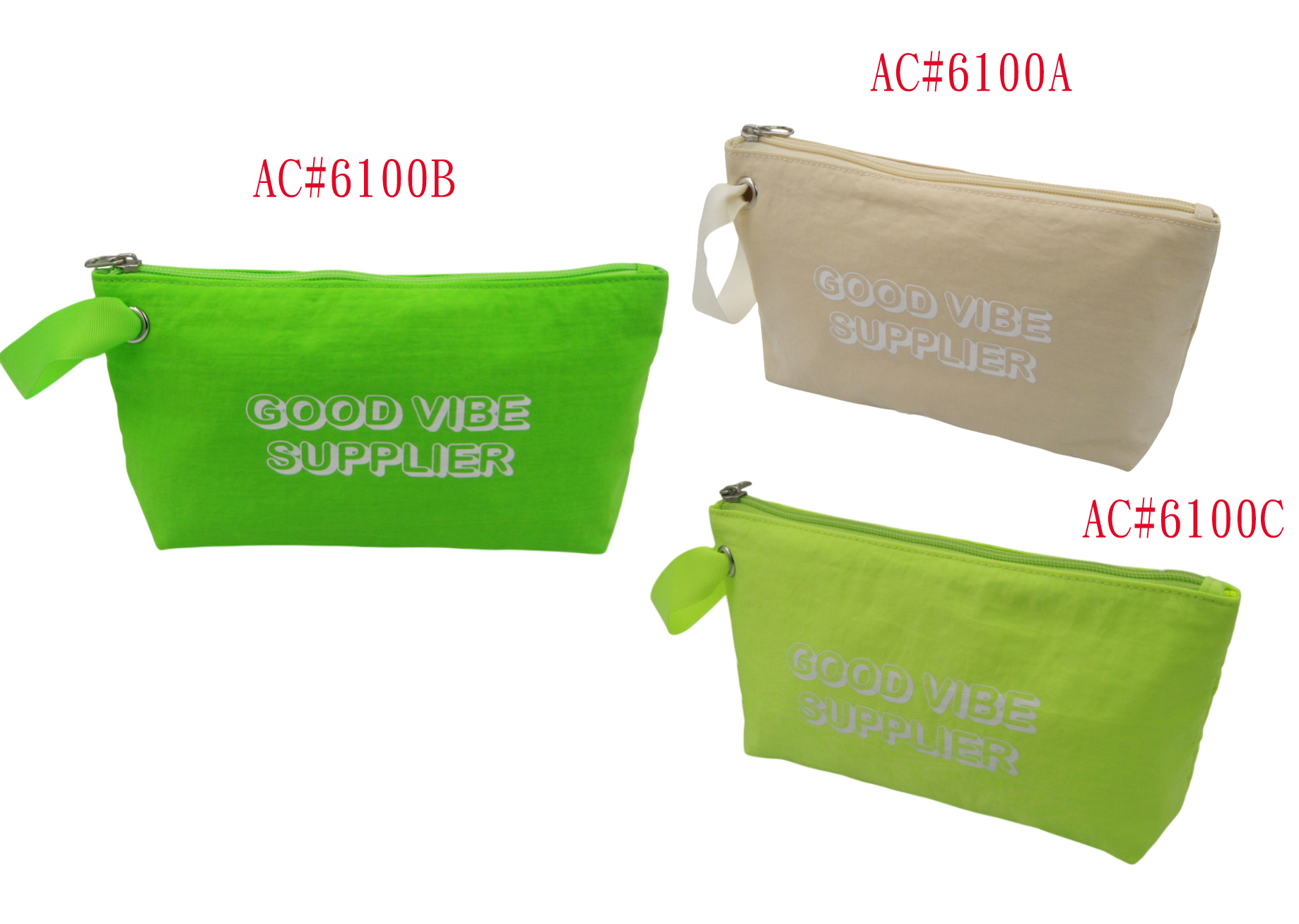 附織帶手把斜紋布化妝包 AC6100A~C 三色展示圖